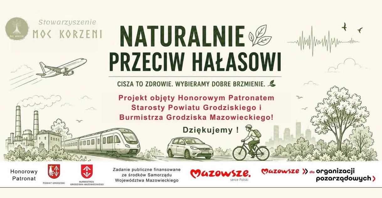 Grafika projektu Naturalnie przeciw hałasowi – Cisza to zdrowie. Wybieramy dobre brzmienie.