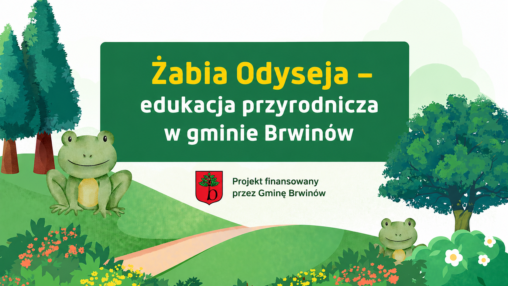 Grafika promująca wydarzenie edukacyjne dla szkół z gminy Brwinów